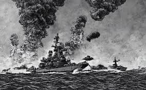 the wwii battleship USS iowa firing its main guns at | Stable ...