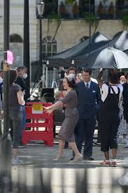 THE CROWN NETWORK \u2014 Claire Foy filming 'A Very British Scandal'