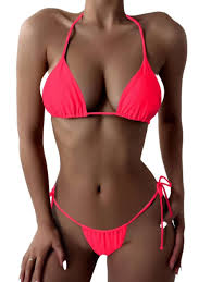 SDAUYDGYG Women's Sexy Halter Triangle Thong Bikini Swimsuit ...