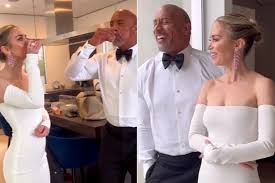 Dwayne Johnson and Emily Blunt Share Tequila Shots Before 2023 Oscars
